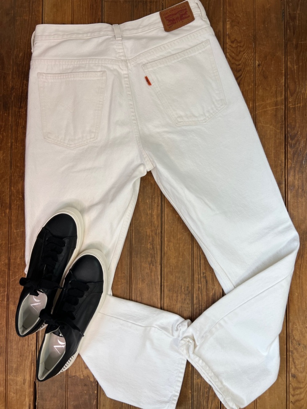 Vintage 90s Women’s Levi's 517 Orange tab White Denim Jeans high waisted